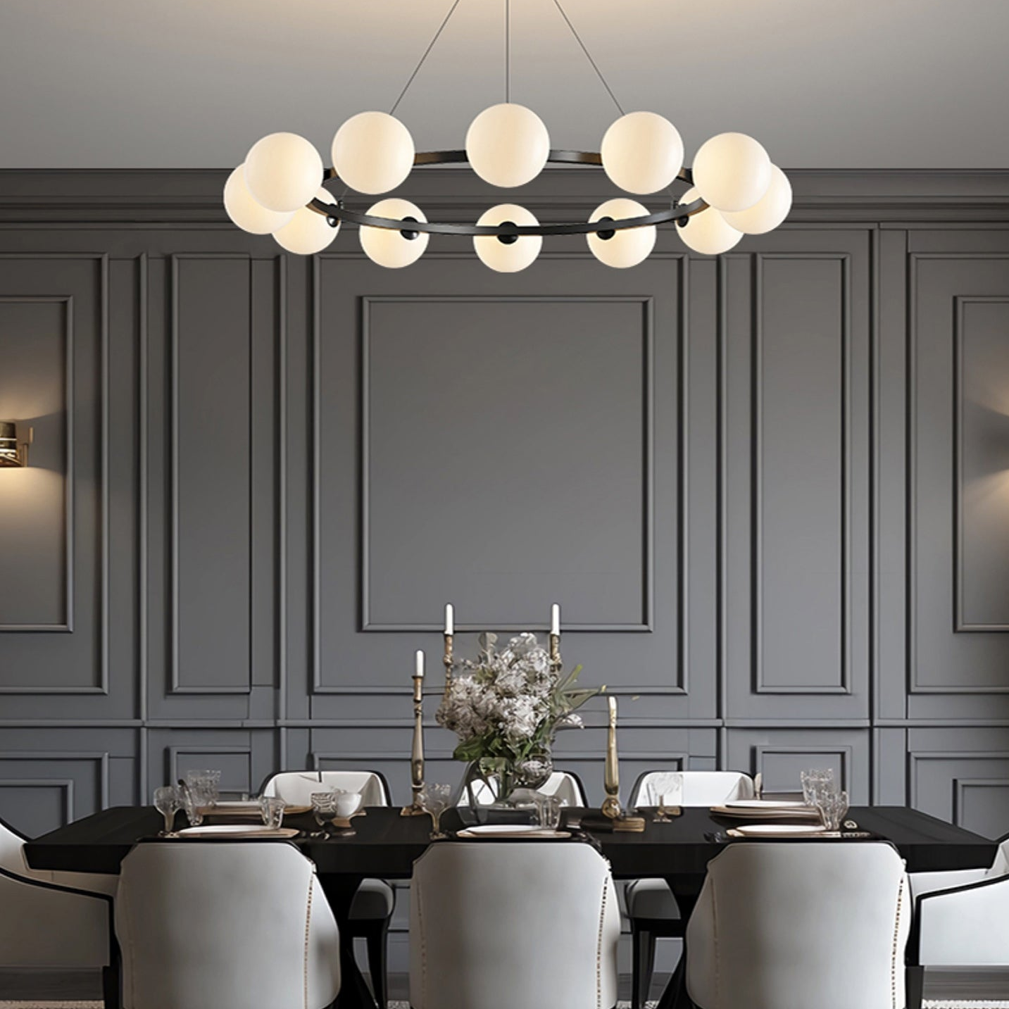 Modern Glass Shade Chandelier – Stylish metal design, suitable for dining rooms, living rooms, bedrooms, and restaurants