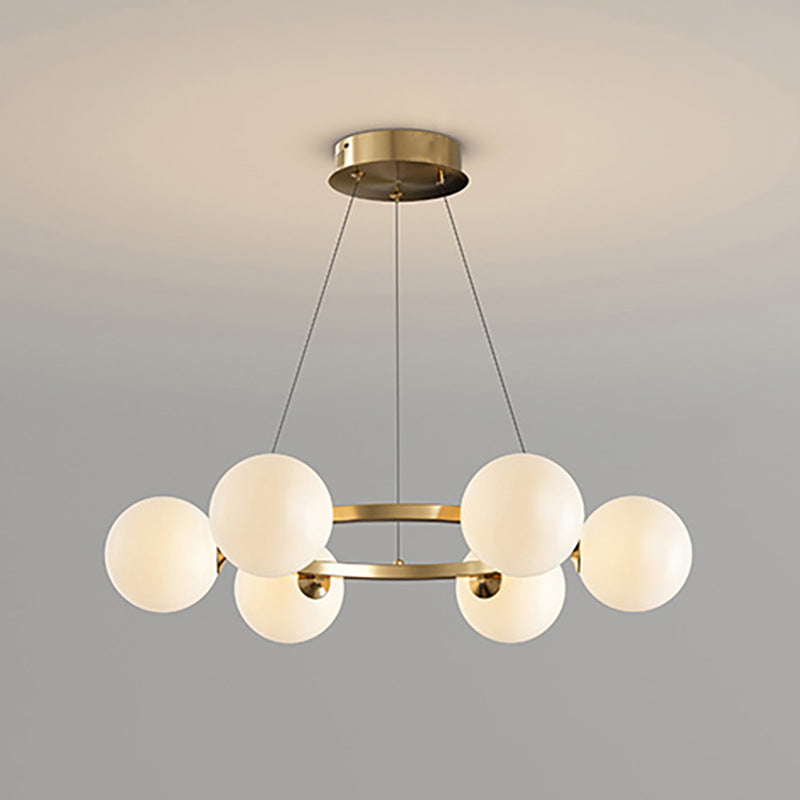 Modern Glass Shade Chandelier – Stylish metal design, suitable for dining rooms, living rooms, bedrooms, and restaurants