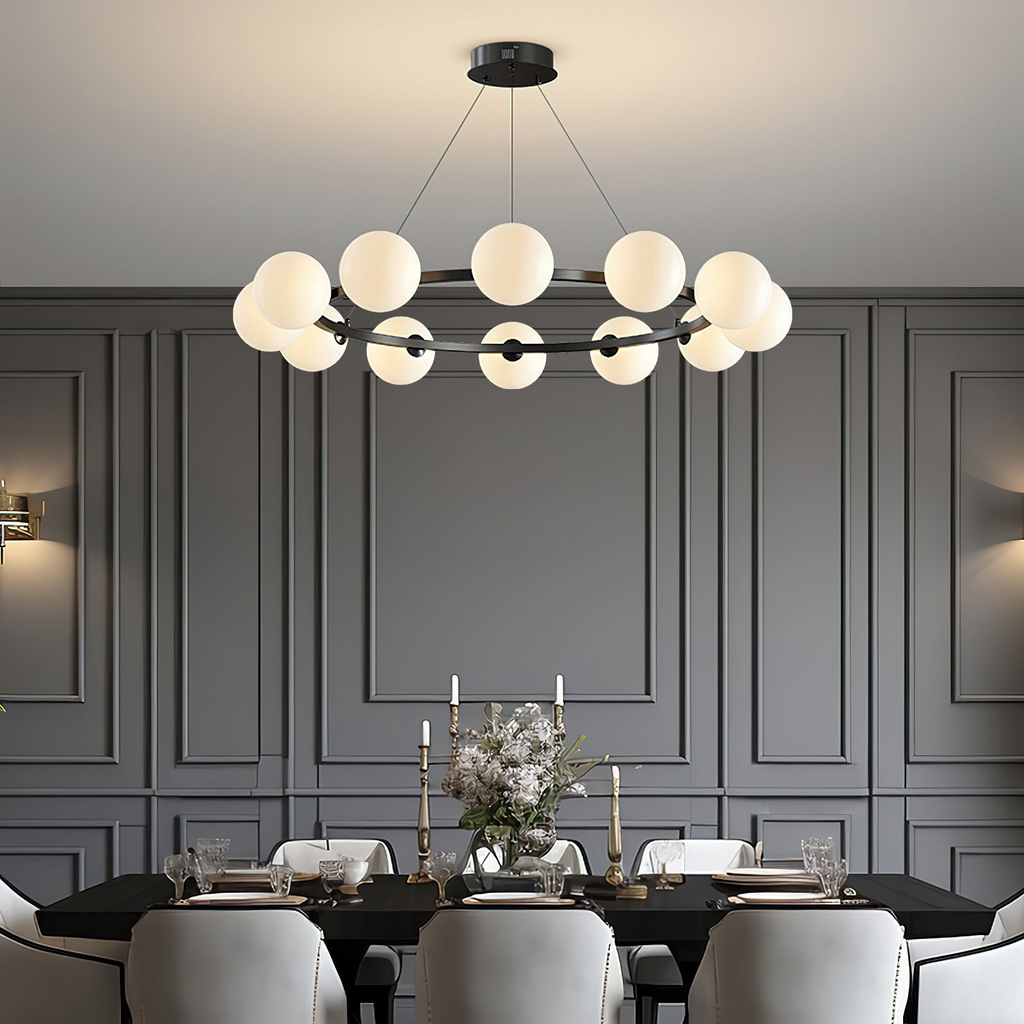 Modern Glass Shade Chandelier – Stylish metal design, suitable for dining rooms, living rooms, bedrooms, and restaurants