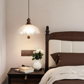 Vintage walnut wood bud pendant light