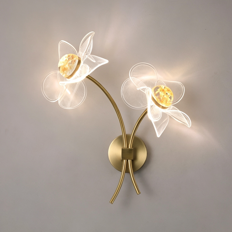 Floral-style bedside wall lamp