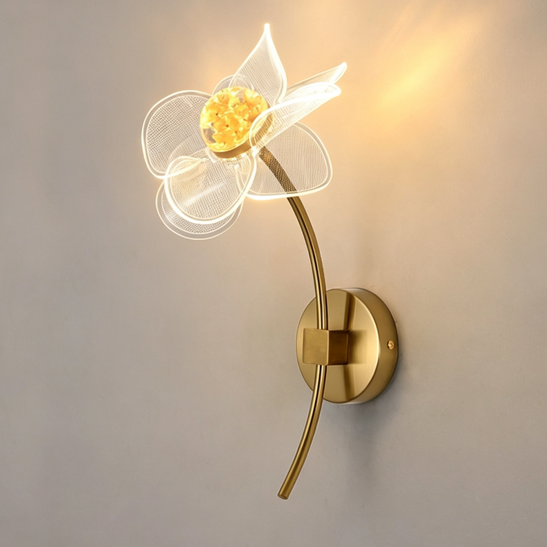 Floral-style bedside wall lamp