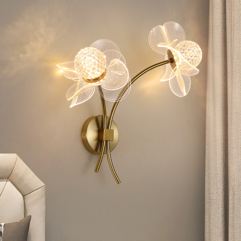 Floral-style bedside wall lamp