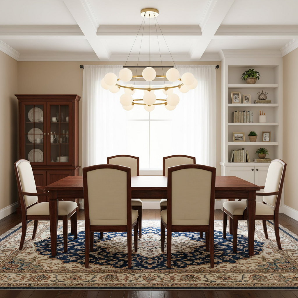 Modern Glass Shade Chandelier – Stylish metal design, suitable for dining rooms, living rooms, bedrooms, and restaurants