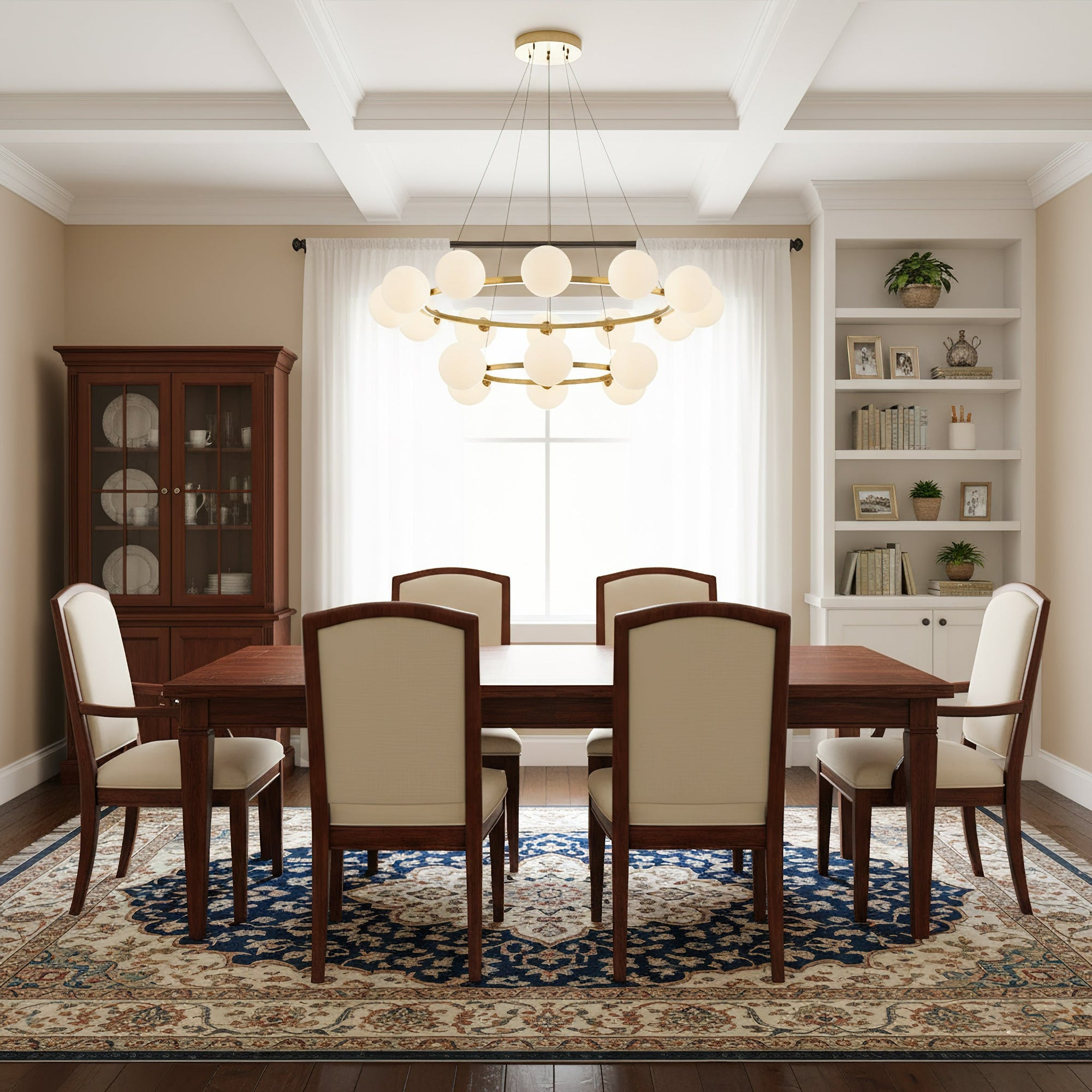 Modern Glass Shade Chandelier – Stylish metal design, suitable for dining rooms, living rooms, bedrooms, and restaurants