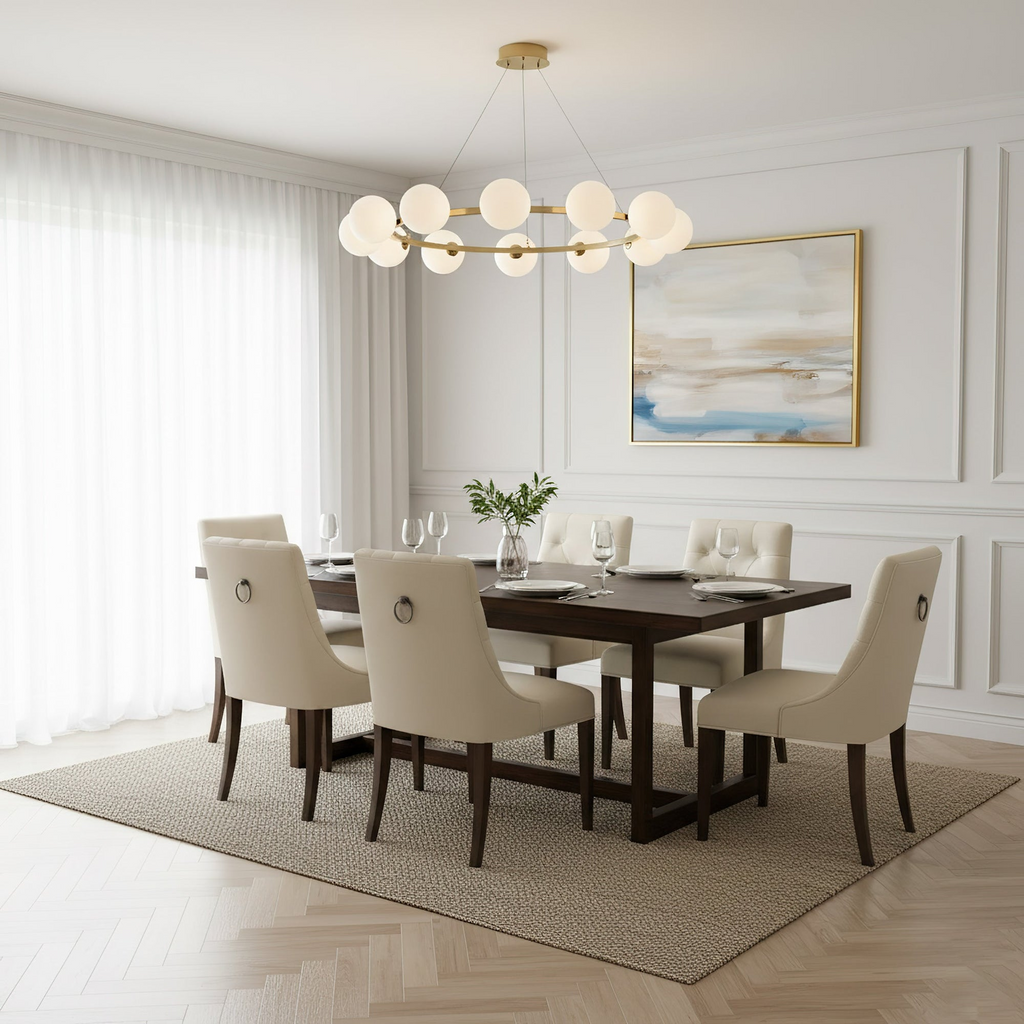 Modern Glass Shade Chandelier – Stylish metal design, suitable for dining rooms, living rooms, bedrooms, and restaurants