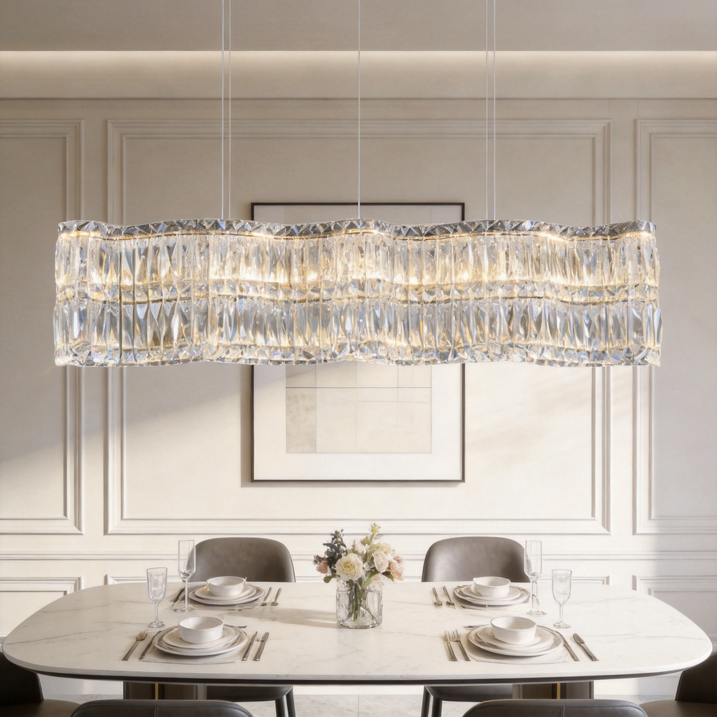 Luminaire Collection Luxury Large Rectangular Crystal Chandelier