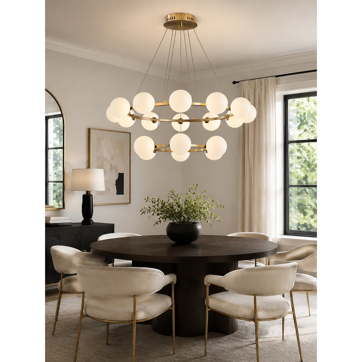 Modern Glass Shade Chandelier – Stylish metal design, suitable for dining rooms, living rooms, bedrooms, and restaurants
